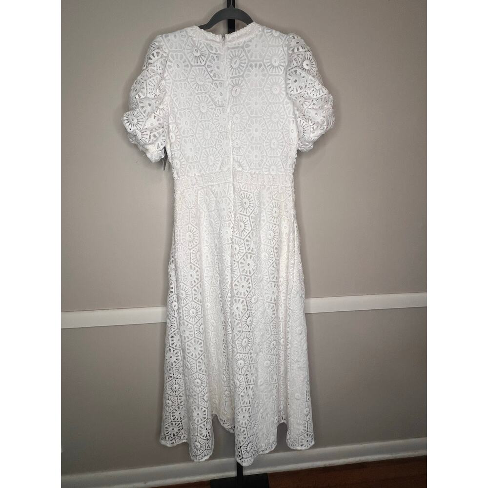NWT Boston Proper White Eyelet Lace Midi Dress Puff Sleeve Size 6 - Picture 4 of 7